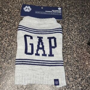 New GAP Dog Sweater XS X-SMALL‎ Gray Stripe Logo 7-10 lbs weight